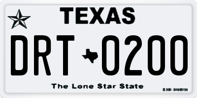 TX license plate DRT0200