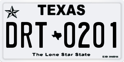 TX license plate DRT0201