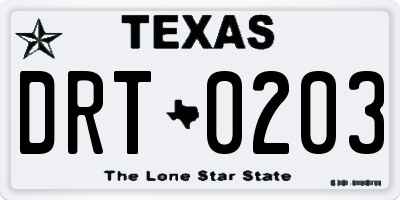 TX license plate DRT0203
