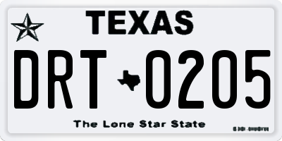 TX license plate DRT0205