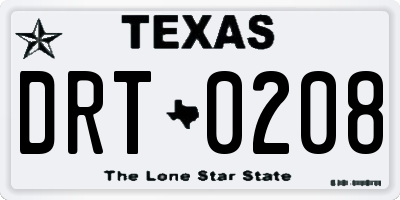 TX license plate DRT0208