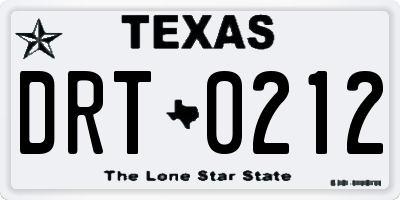TX license plate DRT0212