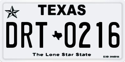 TX license plate DRT0216