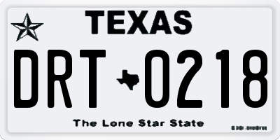 TX license plate DRT0218