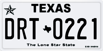 TX license plate DRT0221