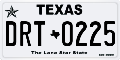 TX license plate DRT0225