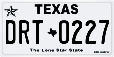 TX license plate DRT0227