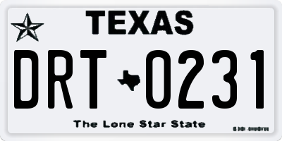 TX license plate DRT0231
