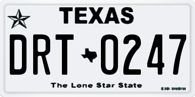TX license plate DRT0247