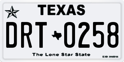 TX license plate DRT0258