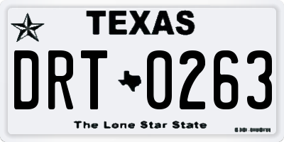 TX license plate DRT0263