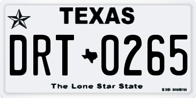 TX license plate DRT0265