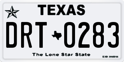 TX license plate DRT0283