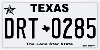TX license plate DRT0285