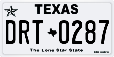 TX license plate DRT0287