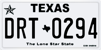 TX license plate DRT0294