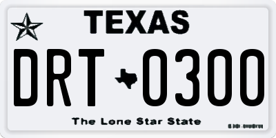 TX license plate DRT0300
