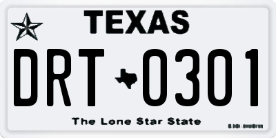 TX license plate DRT0301