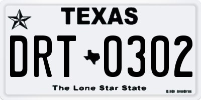TX license plate DRT0302