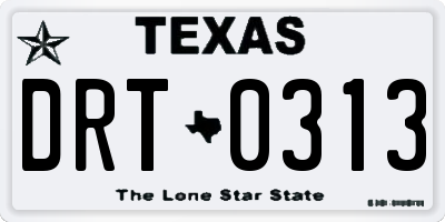 TX license plate DRT0313