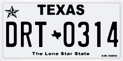 TX license plate DRT0314