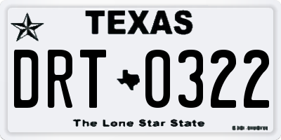TX license plate DRT0322