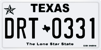 TX license plate DRT0331