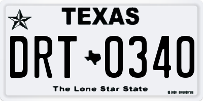 TX license plate DRT0340