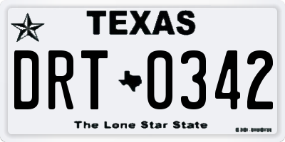 TX license plate DRT0342