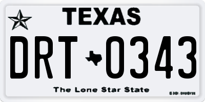 TX license plate DRT0343
