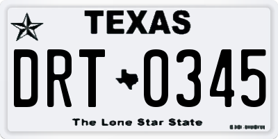 TX license plate DRT0345