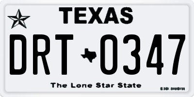 TX license plate DRT0347