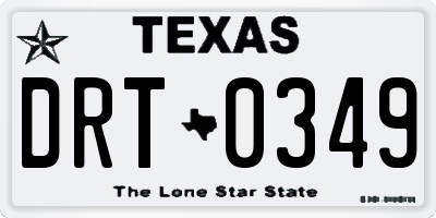 TX license plate DRT0349