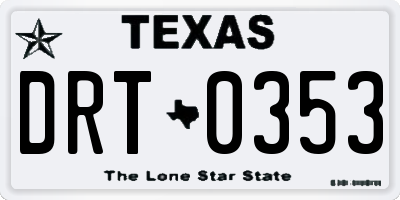 TX license plate DRT0353