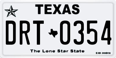 TX license plate DRT0354