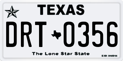TX license plate DRT0356