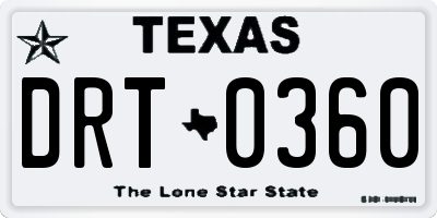 TX license plate DRT0360