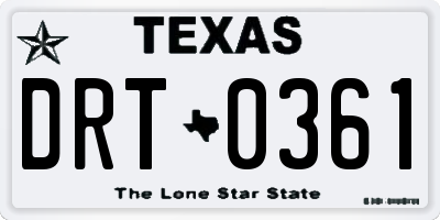 TX license plate DRT0361