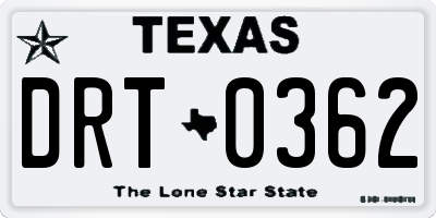 TX license plate DRT0362