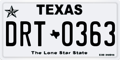 TX license plate DRT0363