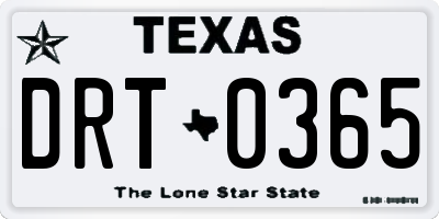 TX license plate DRT0365