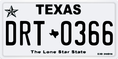 TX license plate DRT0366