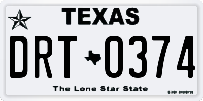 TX license plate DRT0374