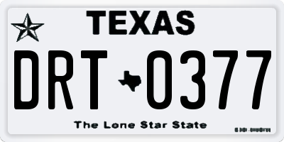 TX license plate DRT0377