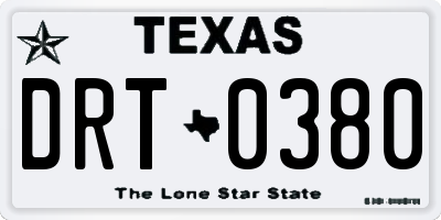 TX license plate DRT0380