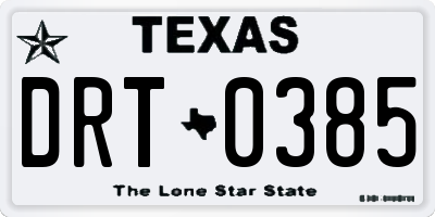 TX license plate DRT0385