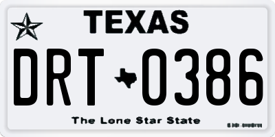 TX license plate DRT0386