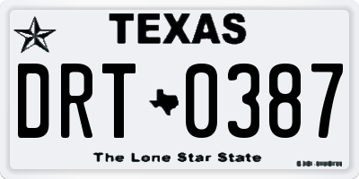TX license plate DRT0387