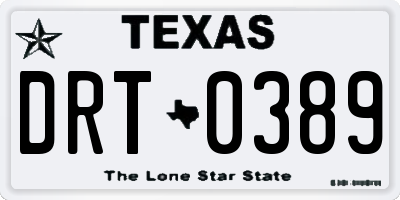 TX license plate DRT0389