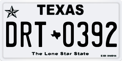 TX license plate DRT0392